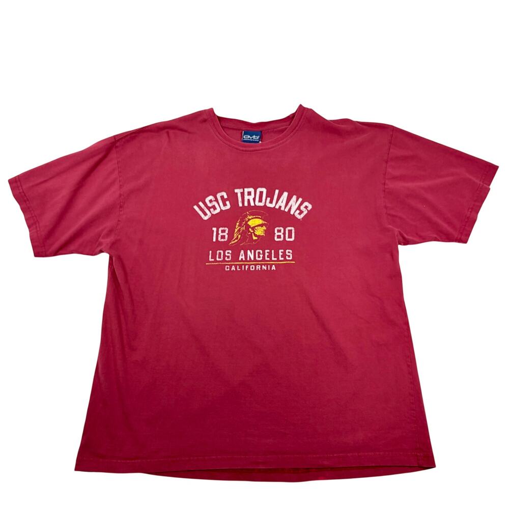 USC Trojans Vintage Graphic Tee Faded Red Los Angeles Large XL Old Varsity Brand